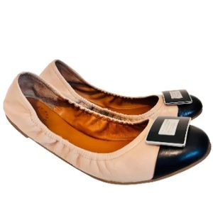 Marc Jacobs Ballet Flats Shoes Leather Casual Neutral Chic Nude Beige Black 36 6